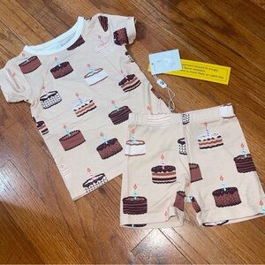 Birdie Bean Bamboo Birthday Cake Pajama Set 18-24M NWT Short Sleeve & Shorts
